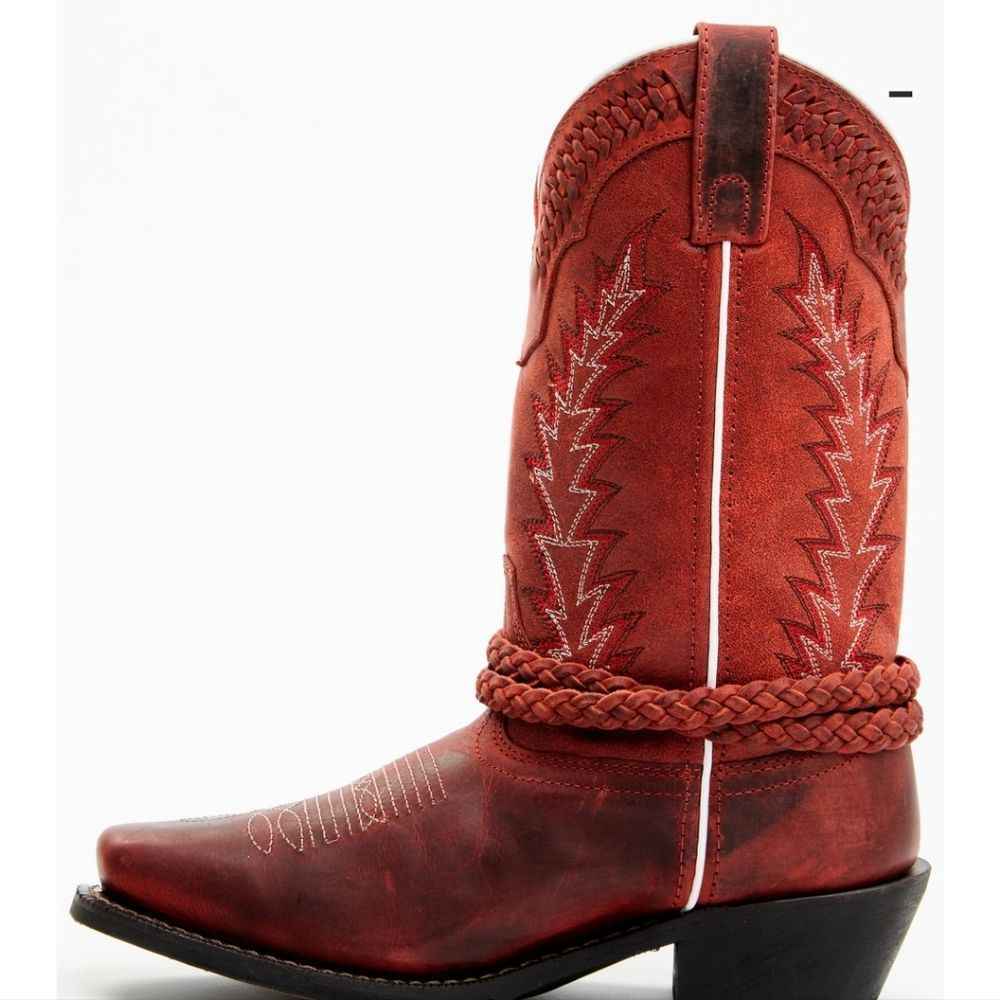 Laredo Knot In Time Square Toe Boots-Red - Picture 3 of 12